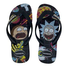 Rare Rick and Morty Havianas Flip-Flops Sandals Size USA 5 EUR 37/38